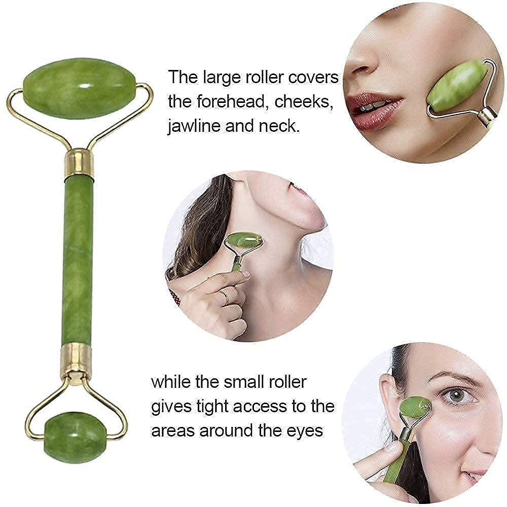 Jade Roller & Gua Sha Set with Hair Growth Roller & Ice Face Cube