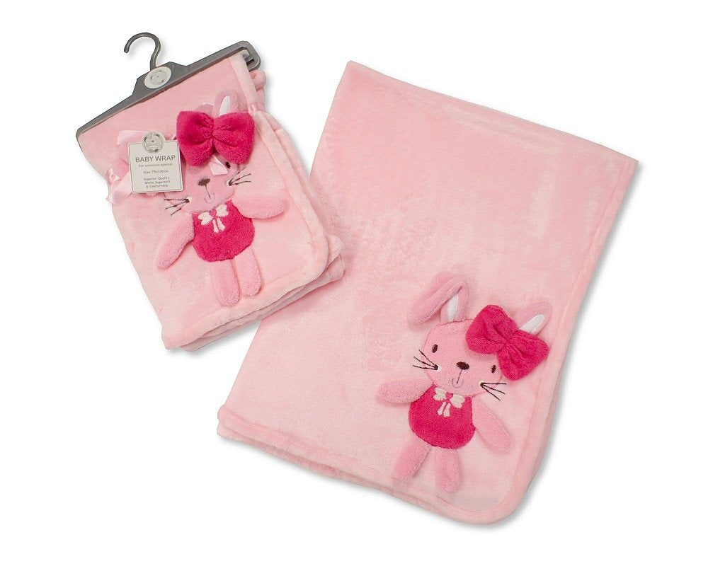 Beautiful Very Soft Baby/Child Small Rabbit Applique 3D Pink Blanket 75 x 100 cm