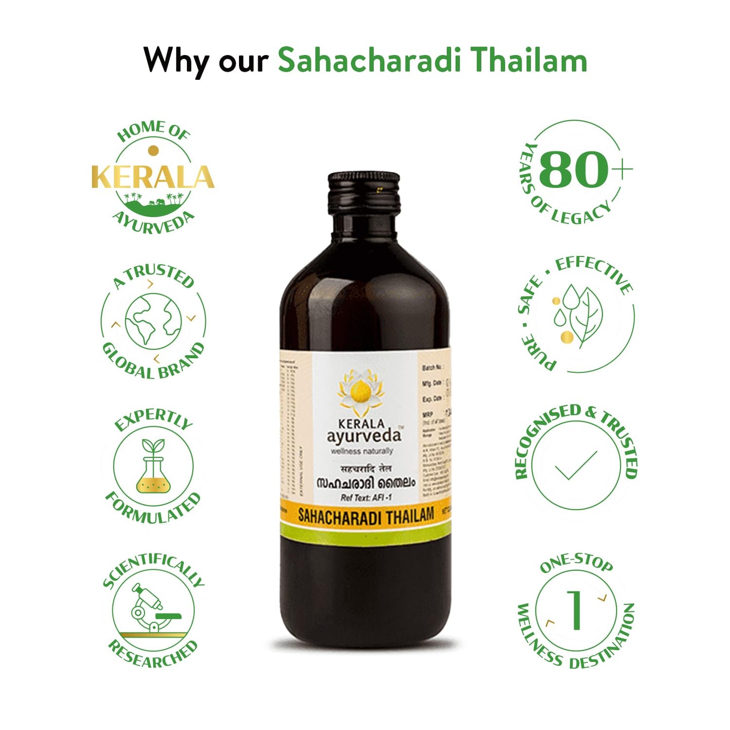 Ayurvedic Sahacharadi Thailam 450ml Back Pain & Sciatica Relief Oil