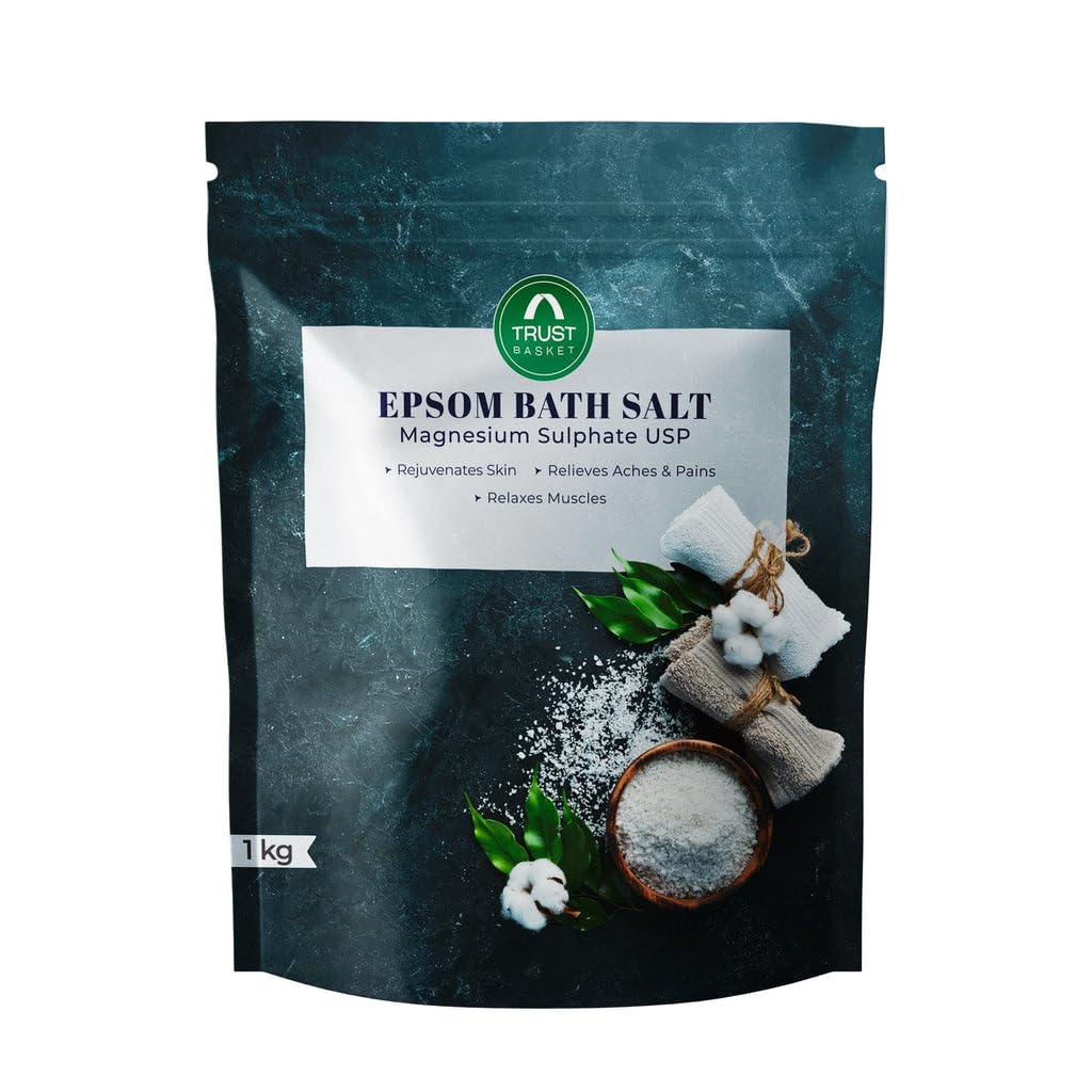 TrustBasket Epsom Salt 1KG for Bath, Foot Soak, Muscle Relief