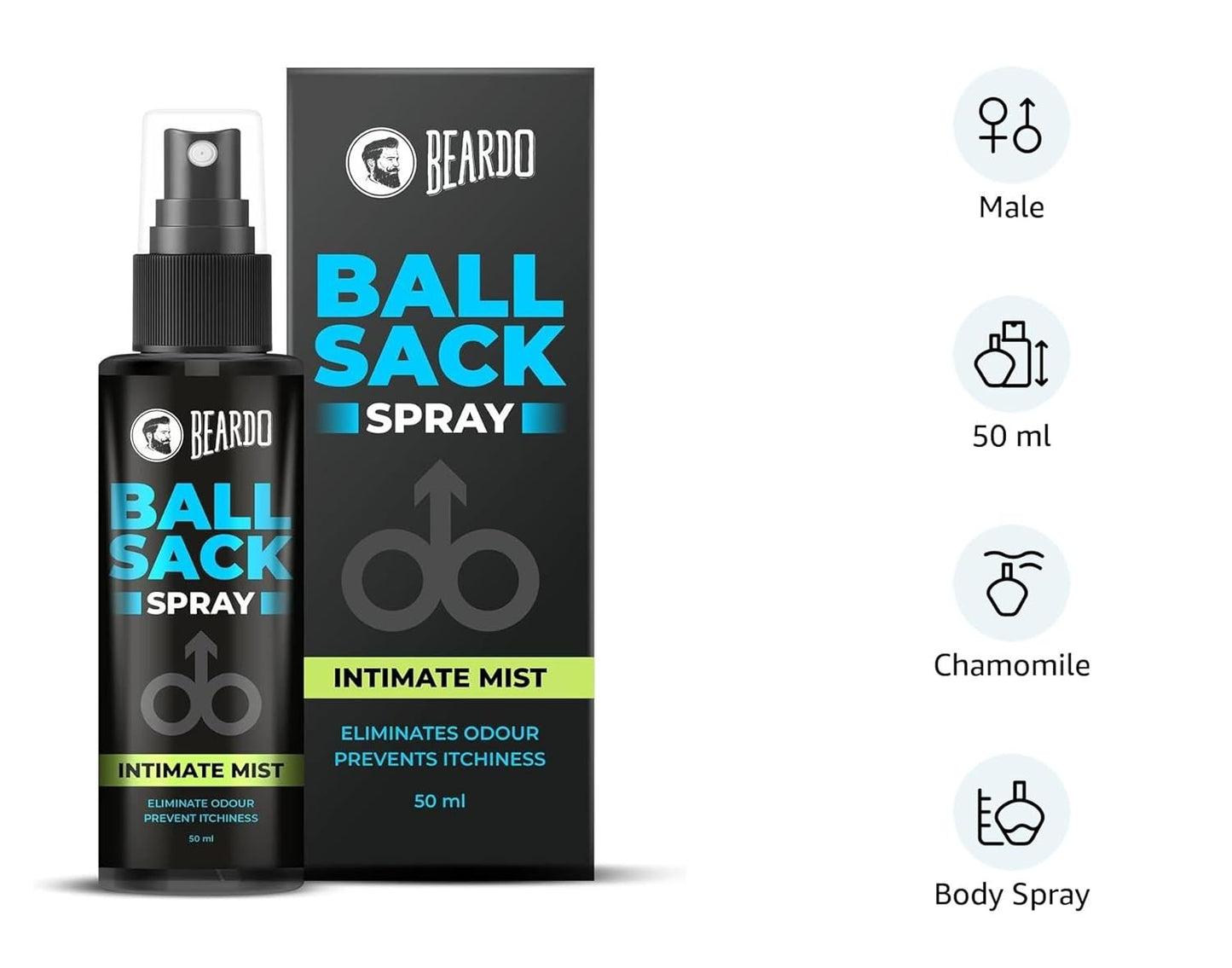 Beardo Men's Intimate Care Spray 50ml - Fresh, Clean, Odor-Free