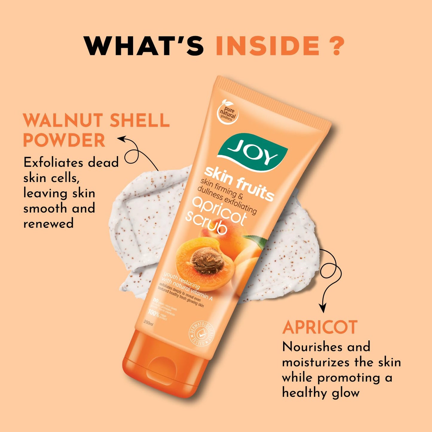 Apricot Walnut Exfoliating Scrub 200g for Blackheads and Tan Removal