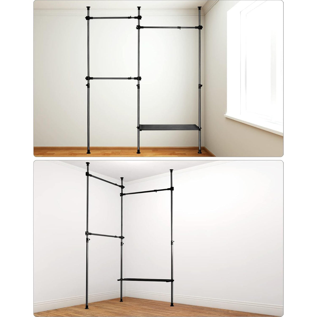 QWORK Heavy Duty Clothes Storage System, 50kg Capacity Rack for Dorms & Bedrooms