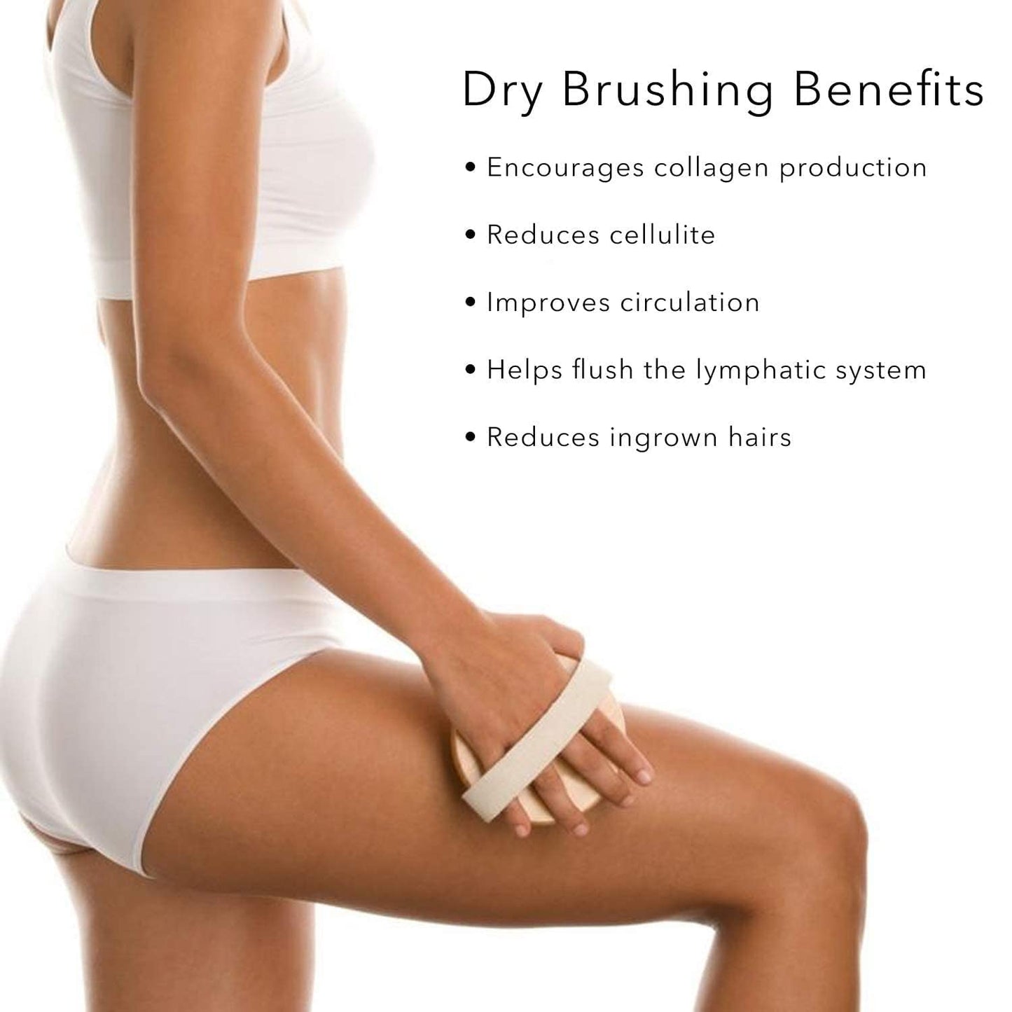 Wooden Bath Brush with Massaging Nodes for Dry Brushing & Cellulite