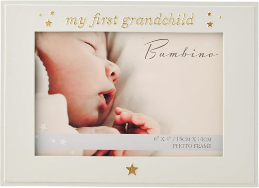 Bambino by Juliana Blue Rectangular Horizontal Picture Photo Frame 6" x 4" - 'My First Grandchild'. Gift and Display Frame Celebrating New Born Babies, Christening & Baby Shower.