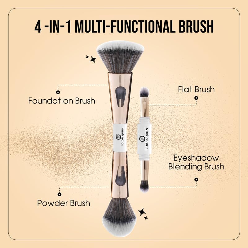 Colors Queen 4-in-1 Makeup Brush Set with Soft Bristles for Women