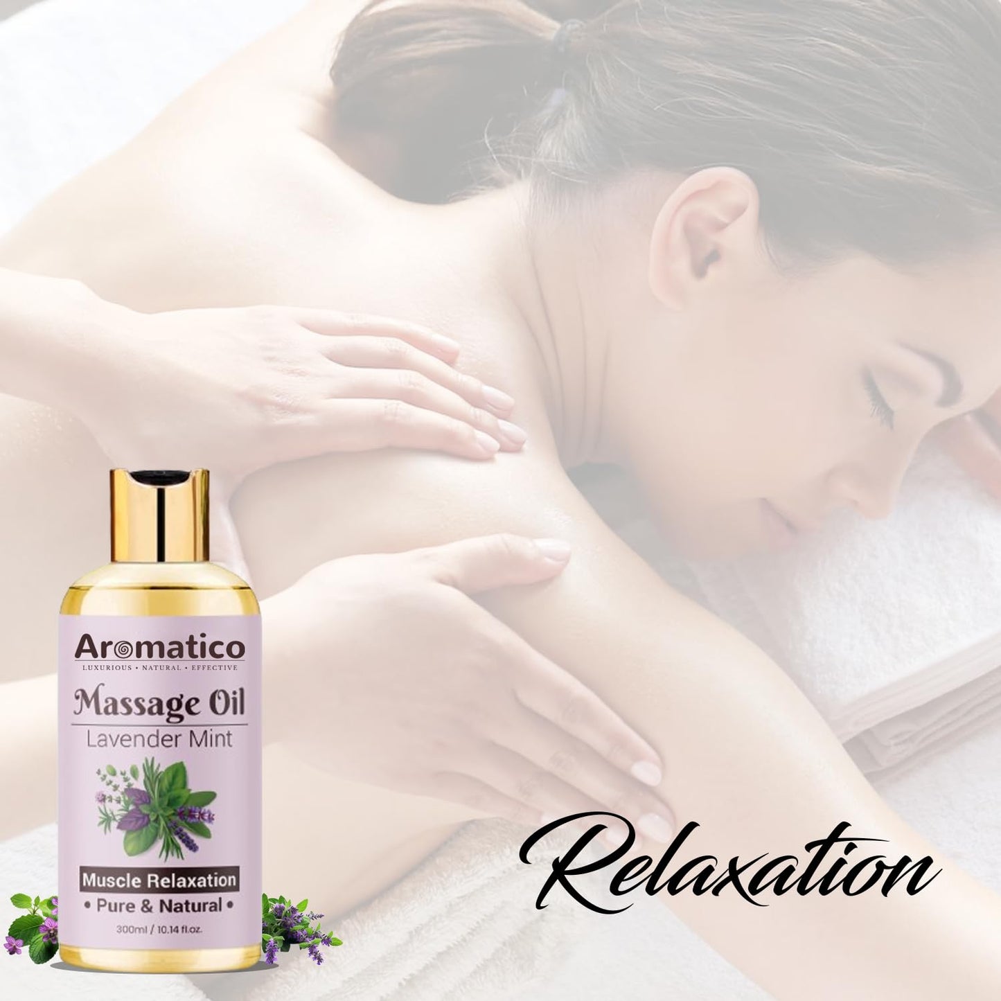 Lavender Mint Massage Oil 300ml for Couples - Natural, Non-Sticky Formula