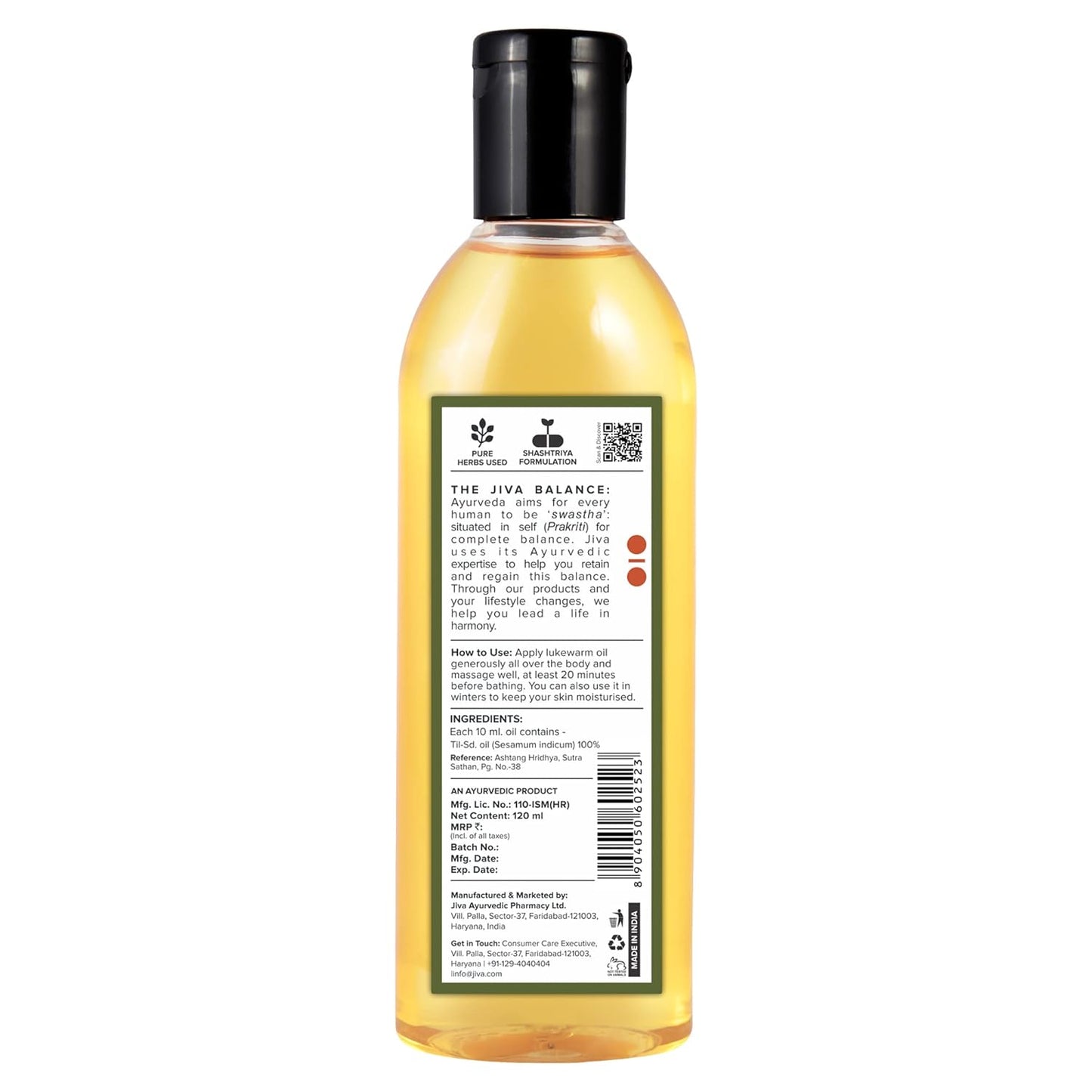 Jiva Ayurvedic Til Oil 120ml 3-Pack for Joint & Muscle Pain Relief