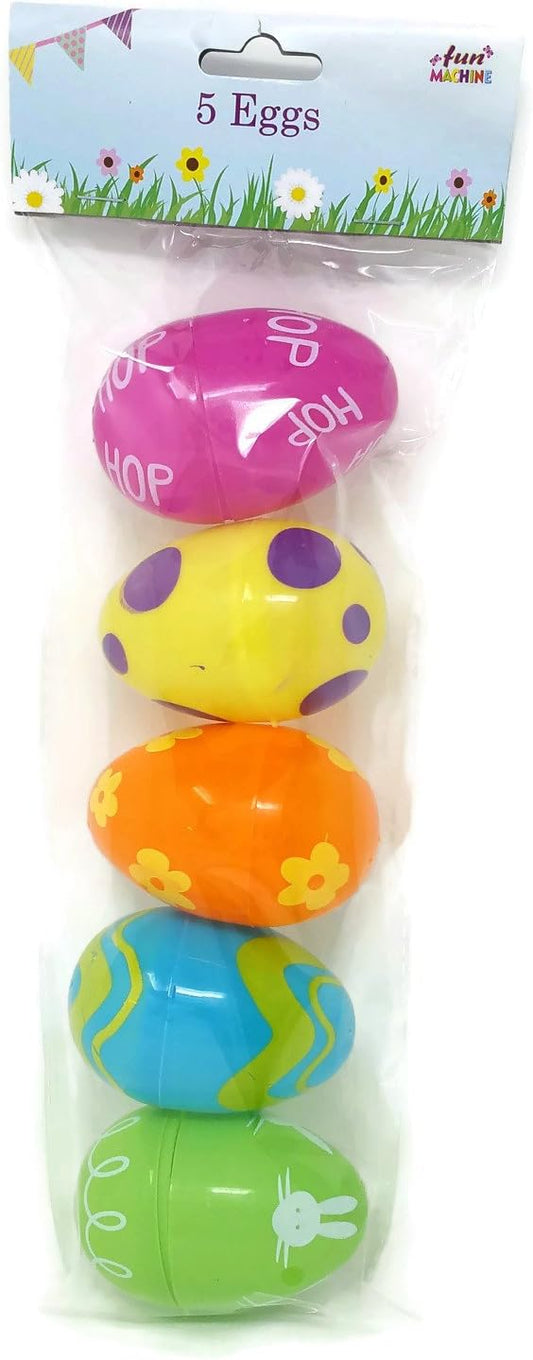 5 Large Plastic Fillable Eggs Children's Easter Hunt and Party Decoration