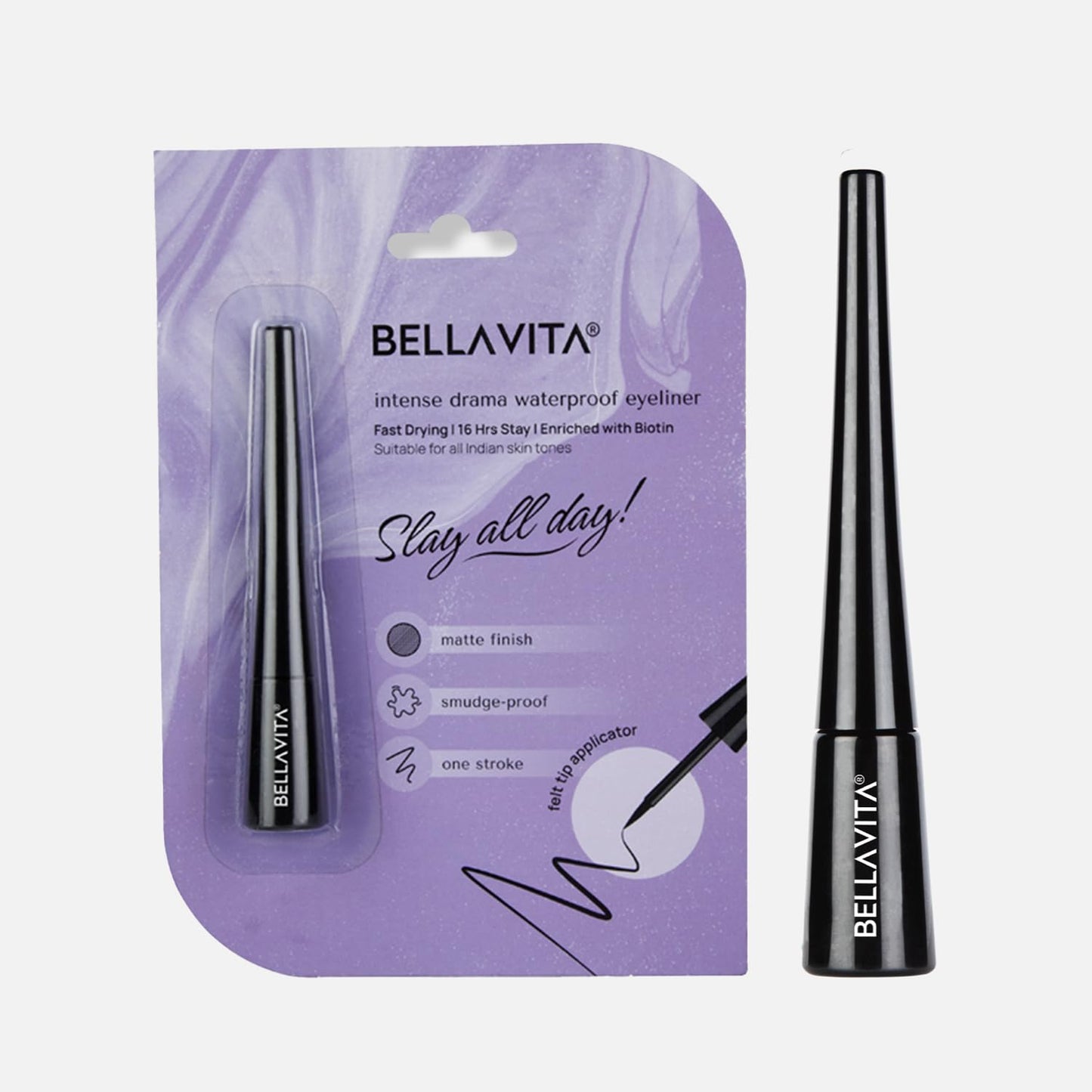 BELLAVITA Black Matte Waterproof Eyeliner | Smudge-Proof | Biotin Enriched