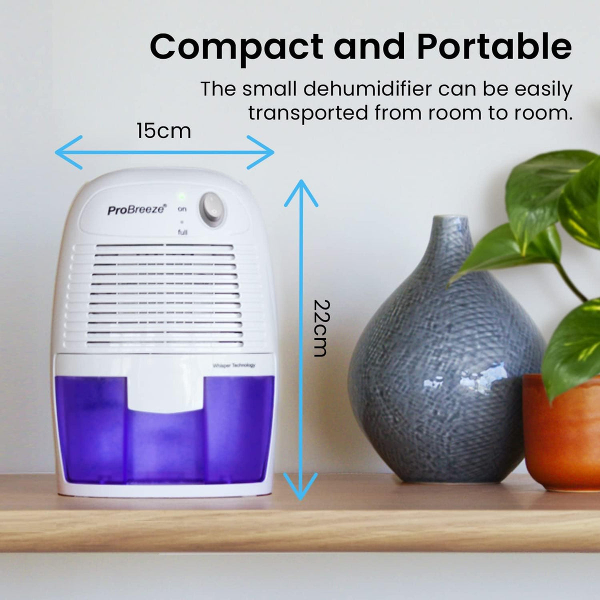 Dehumidifier 500ml Tank Portable for Damp Mould Moisture Ultra-Quiet Pro Breeze