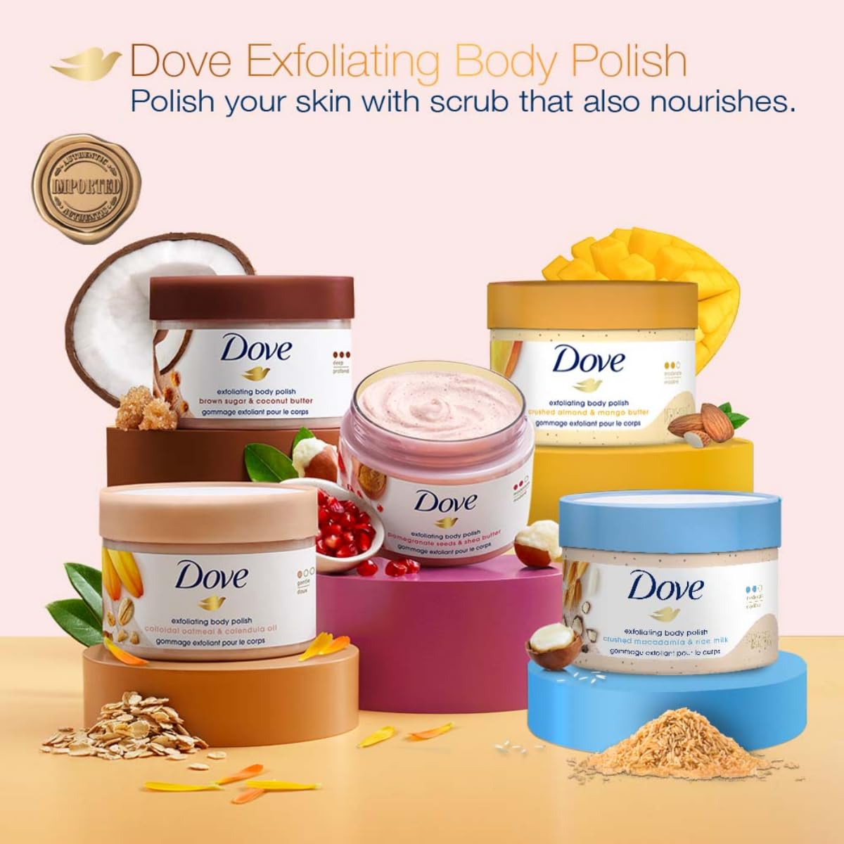 Dove Exfoliating Body Scrub Shea Butter Pomegranate 298g Sulfate-Free