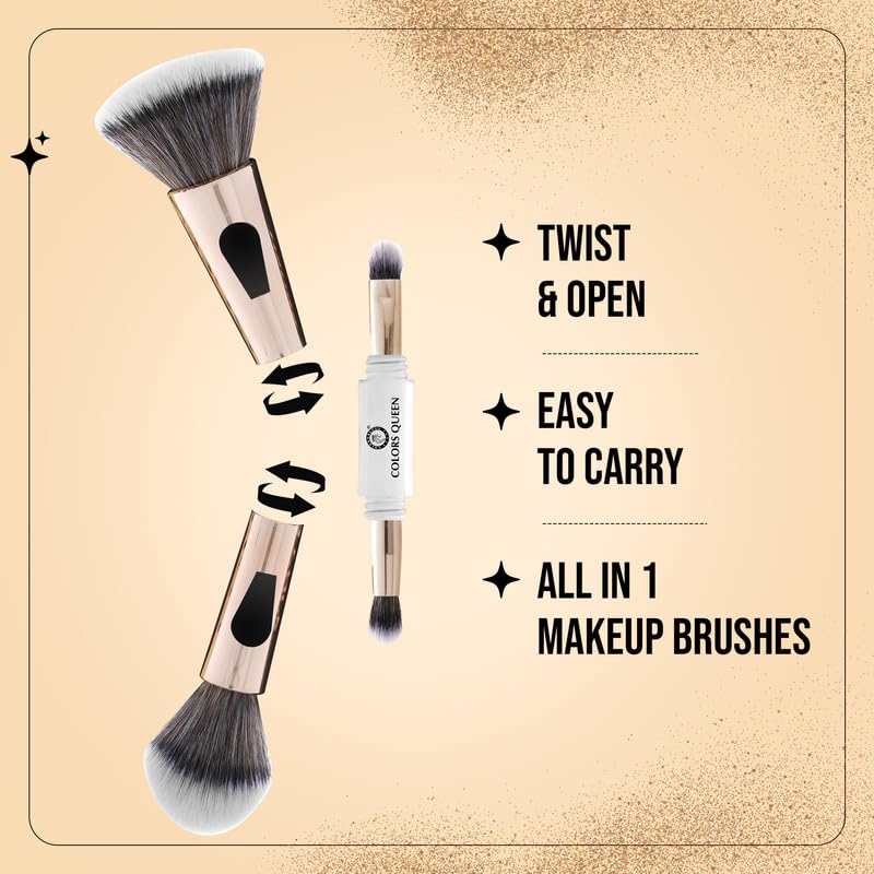 Colors Queen 4-in-1 Makeup Brush Set with Soft Bristles for Women
