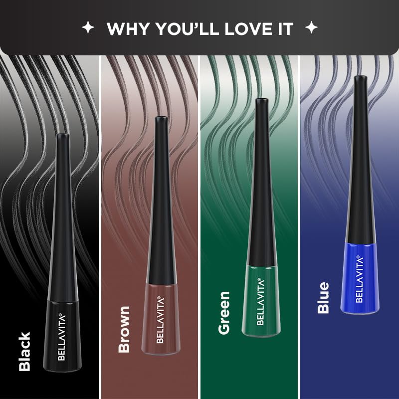 BELLAVITA Black Matte Waterproof Eyeliner | Smudge-Proof | Biotin Enriched