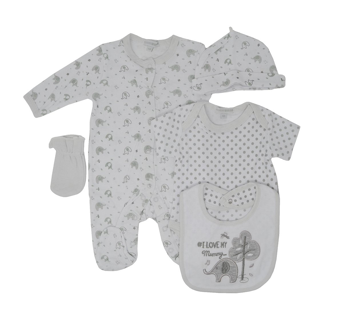 5 Piece Baby Gift Set With Embroidery and Applique - 0/3 Months