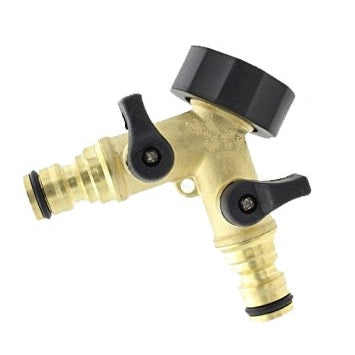 Double Tap Connector with Valves and Snap-On Outlets Brass for Hose Pipe Fitting