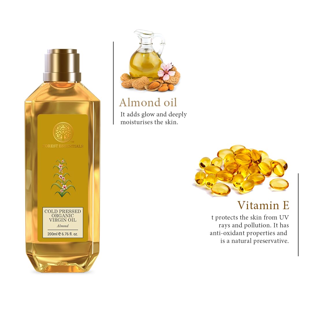 Organic Cold Pressed Almond Oil for Hair & Skin 200ml Vitamin E Rich