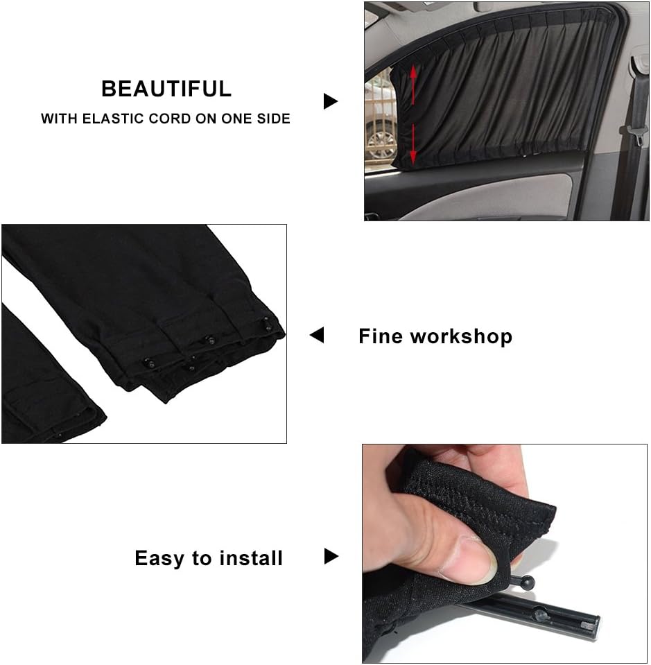 Car Side Window Sunshades 2PCS Auto Privacy Curtains UV Protection Shades