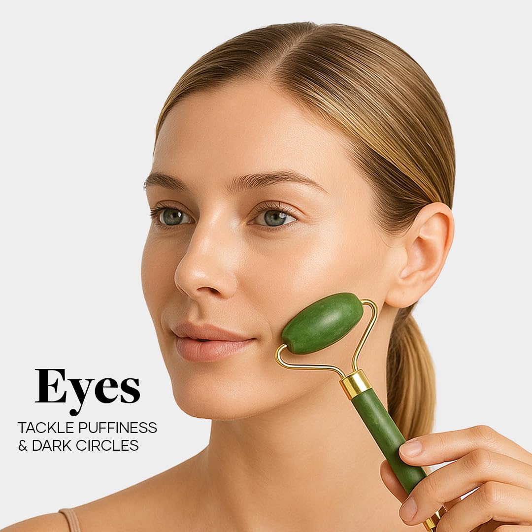 GHC Jade Roller & Gua Sha Set Natural Himalayan Facial Massager