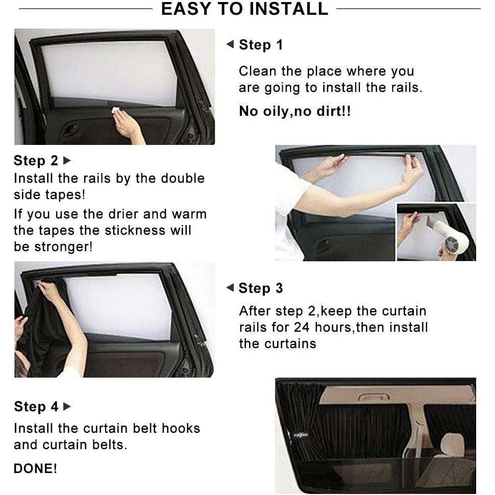 Car Side Window Sunshades 2PCS Auto Privacy Curtains UV Protection Shades