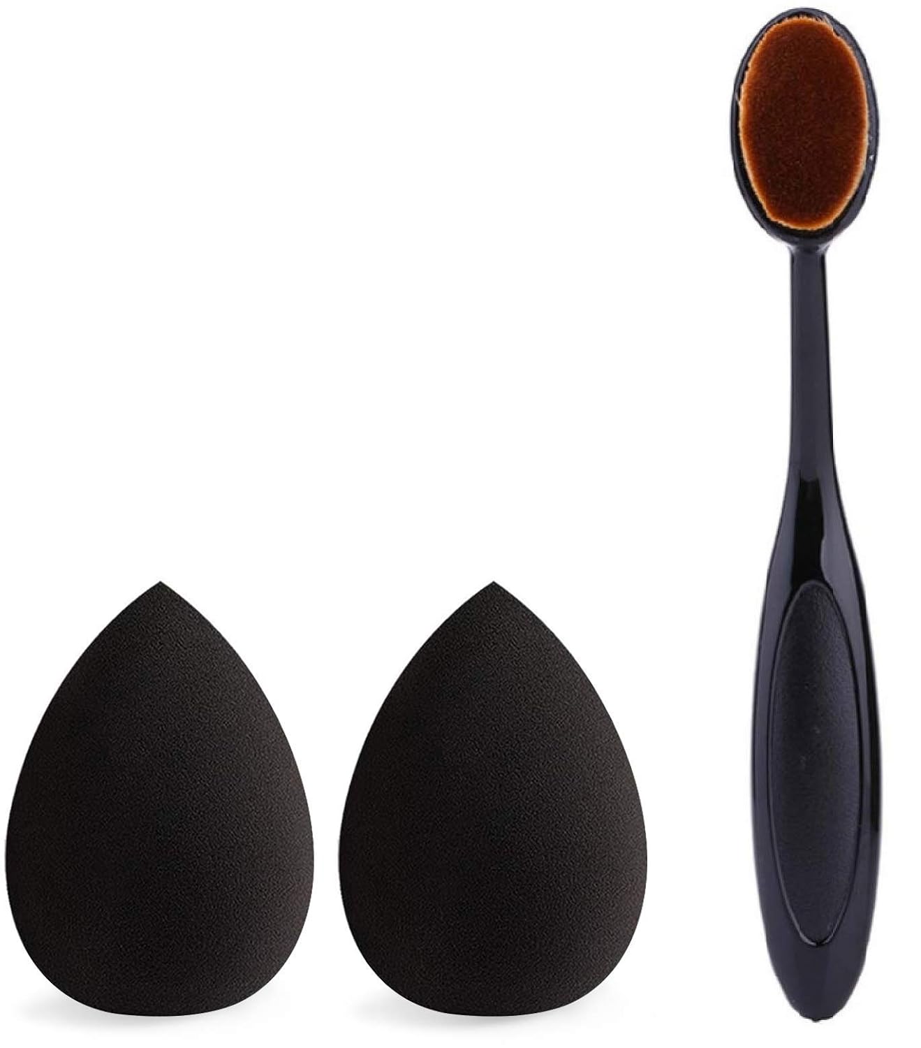 Foundation Sponges & Oval Brush Set for Liquid, Cream, Powder