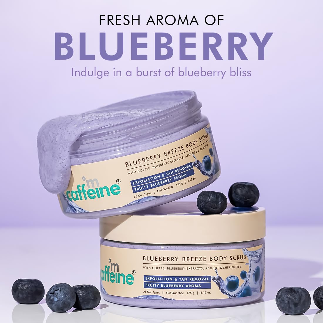 mCaffeine Blueberry Body Wash & Scrub Set for Glowing Skin