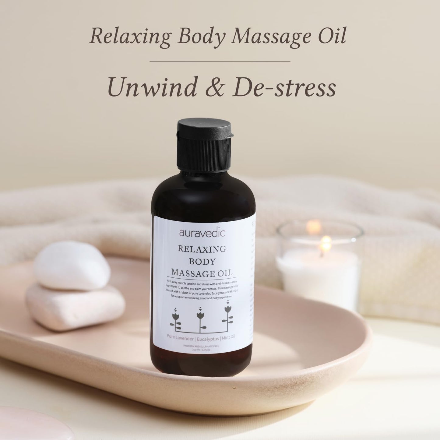 Lavender Eucalyptus Mint Body Oil 200ml - Relaxing Massage & Moisturizer