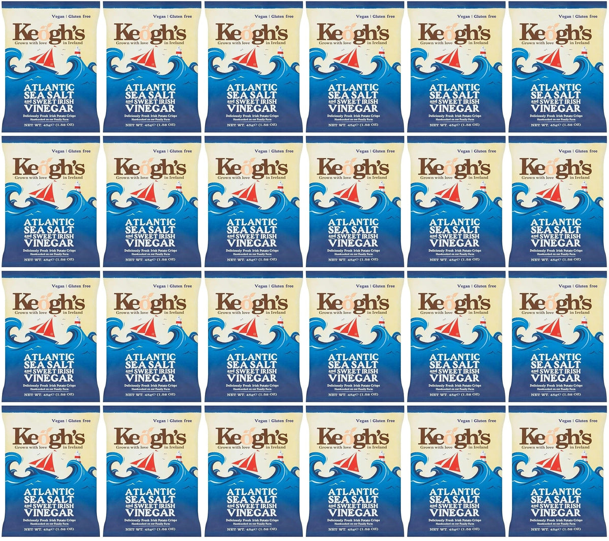 24 x Keogh's Atlantic Sea Salt And Sweet Irish Vinegar 45G