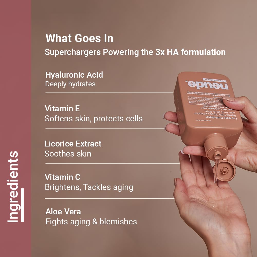 Neude Lay Bare Body Scrub 250ml with AHA BHA PHA for Smooth Skin