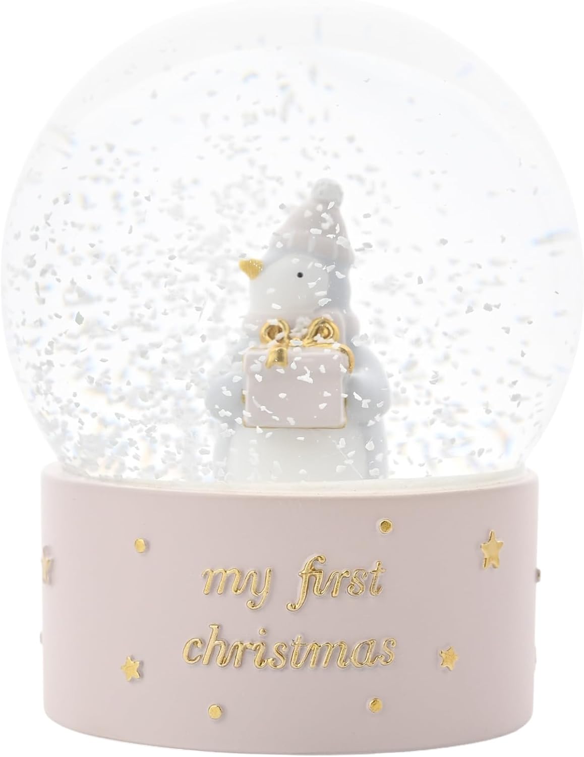 Bambino By Juliana 'My First Christmas' Penguin Water Globe - Pink. Christmas/Xmas Gifting to Celebrate New Born Children, Family & Love - Present for New Born, Christening or Baby Shower.