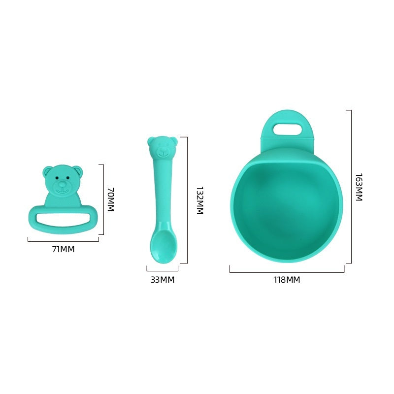 Silicone Baby Bowl & Spoon Set - 3pc Suction Base BPA-Free
