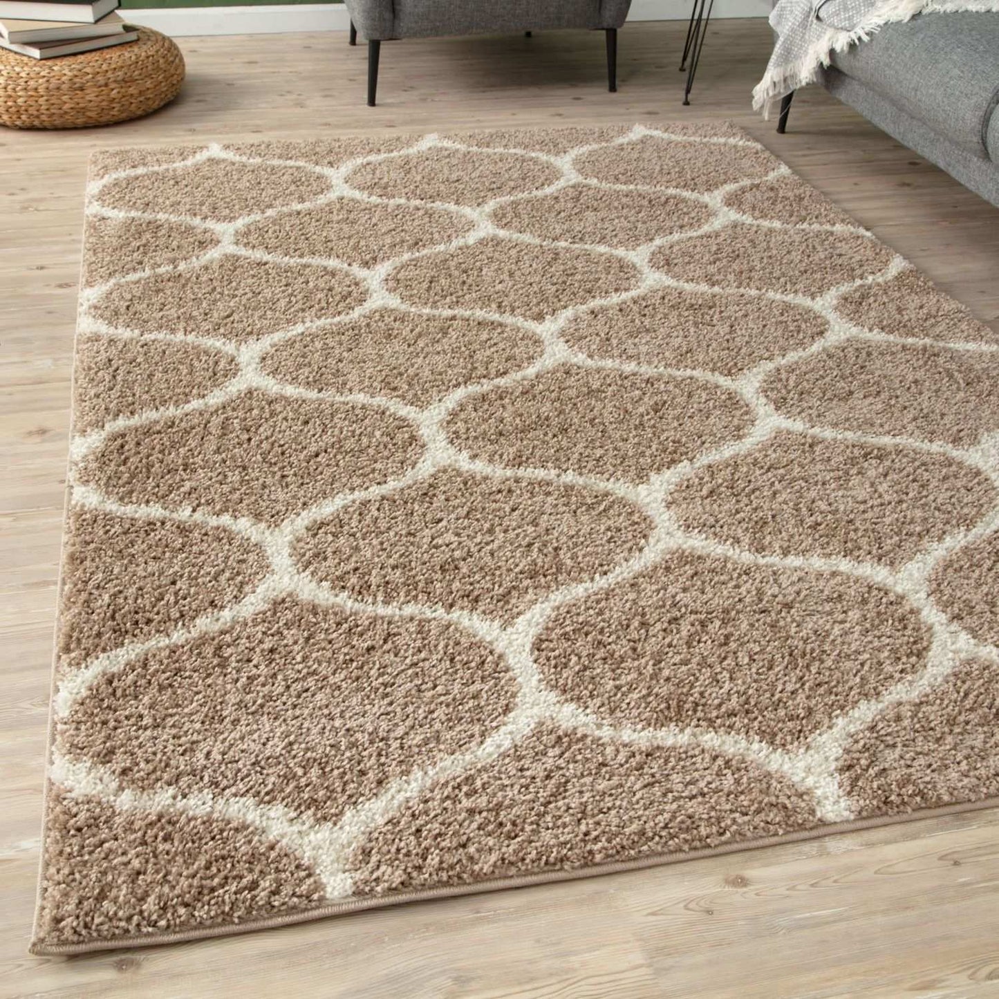 Moroccan Beige Shaggy Rug | 620