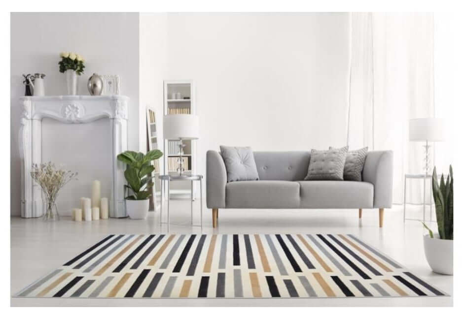 Abstract Multicolour Stripe Rug | R469A