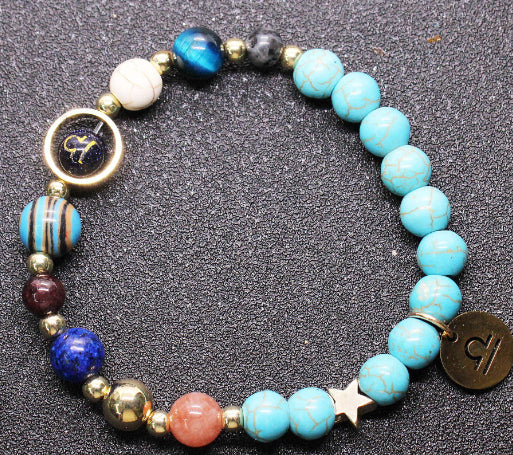 Twelve Constellation Constellation Blue San Bracelet 8mm Turquoise Beaded