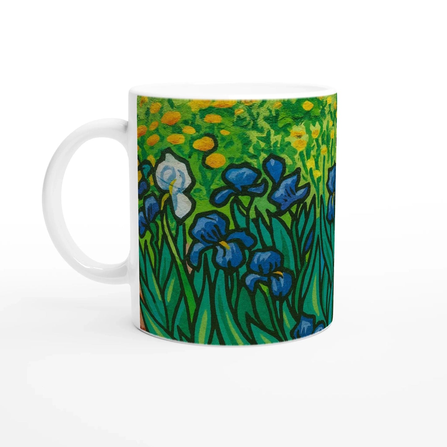 🌻 Van Gogh Inspired Ceramic Mug – Artistic Coffee Cup with Coloured Rim & Handle (11oz)