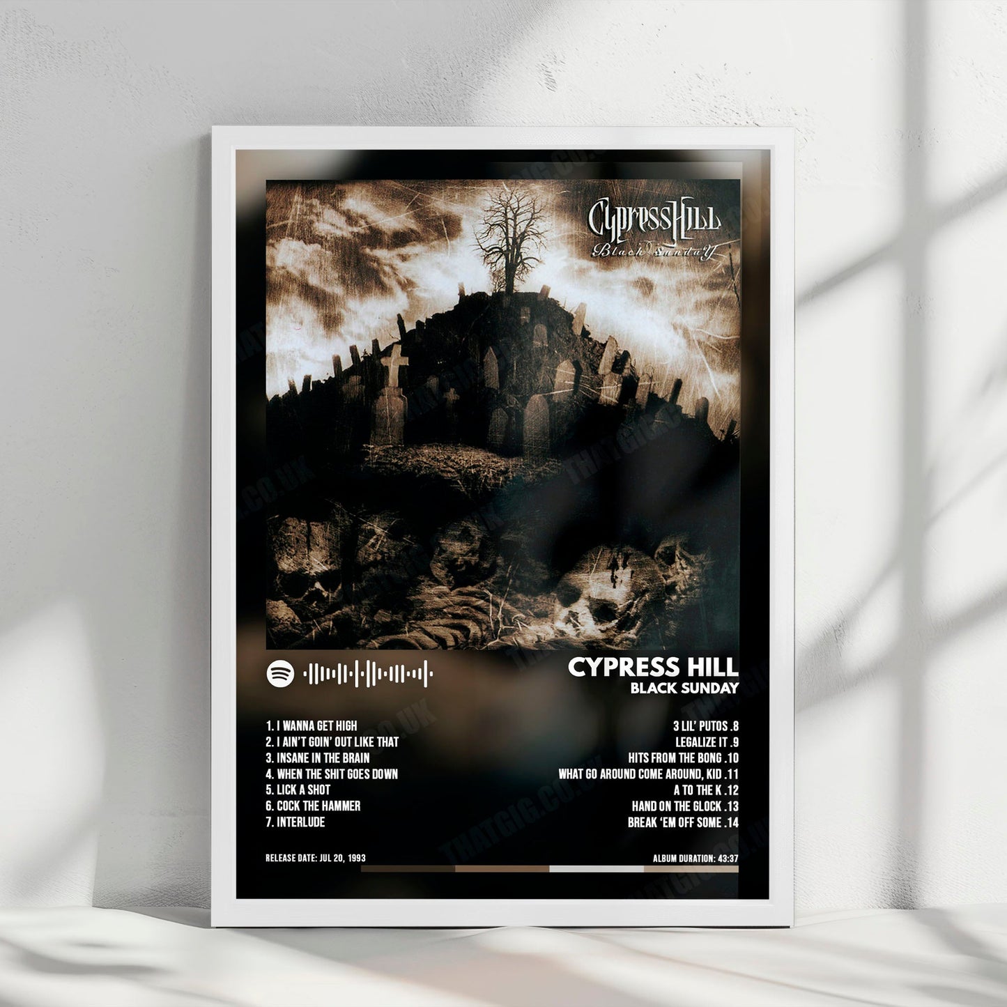 Cypress Hill "Black Sunday" Album Cover Poster - with Complete Tracklist