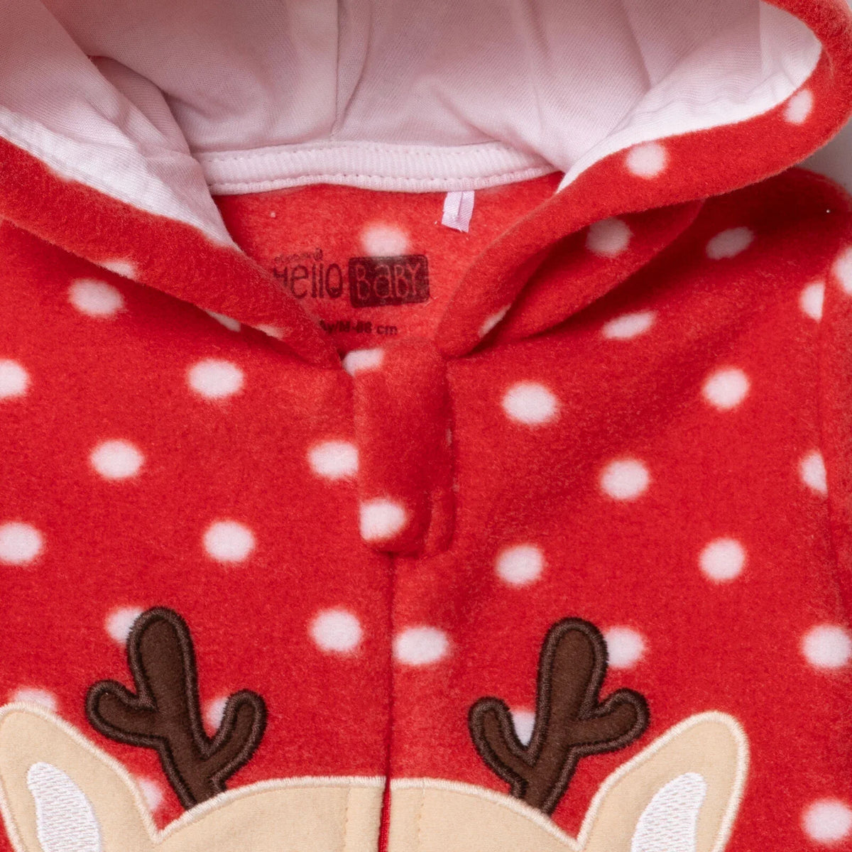 HelloBaby Festive Hooded Fleece Baby Pramsuit with Feet (Newborn to 9 Months)