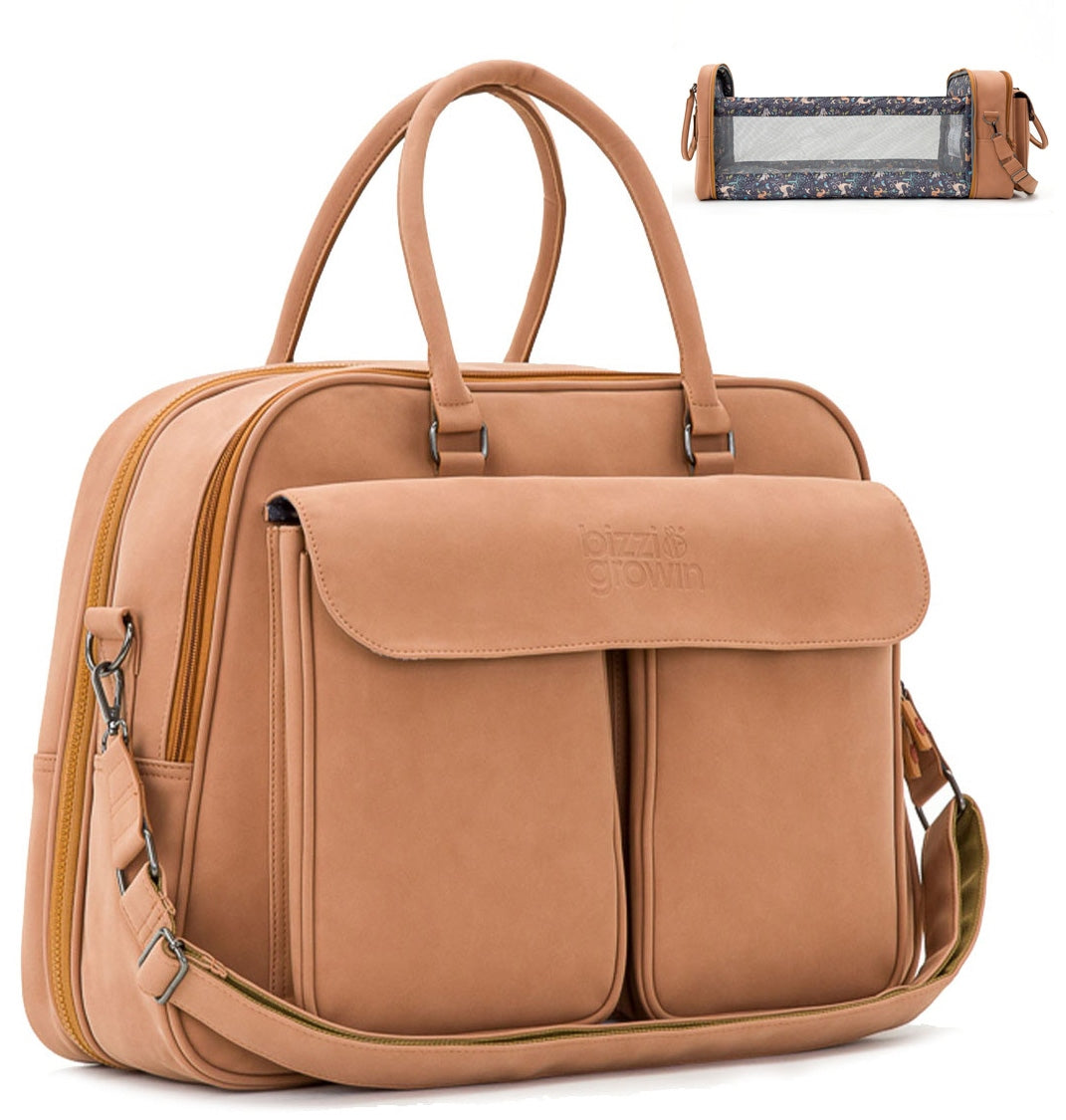 Bizzi Growin Baby Travel Crib and Changing Bag POD ® - Vegan Leather