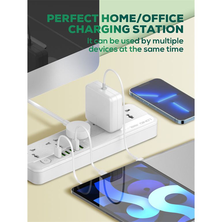 LDNIO SC5614 Universal Power Strip 2500W 5 AC Outlets 6 USB ports 2M Power Cord Extension Socket