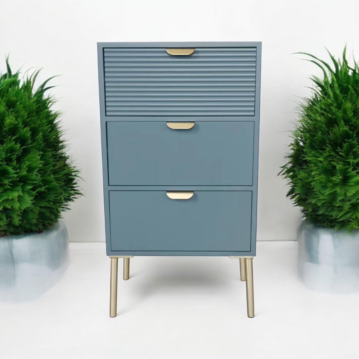 75CM BLUE WOODEN 3 DRAWER CHEST OF DRAWER