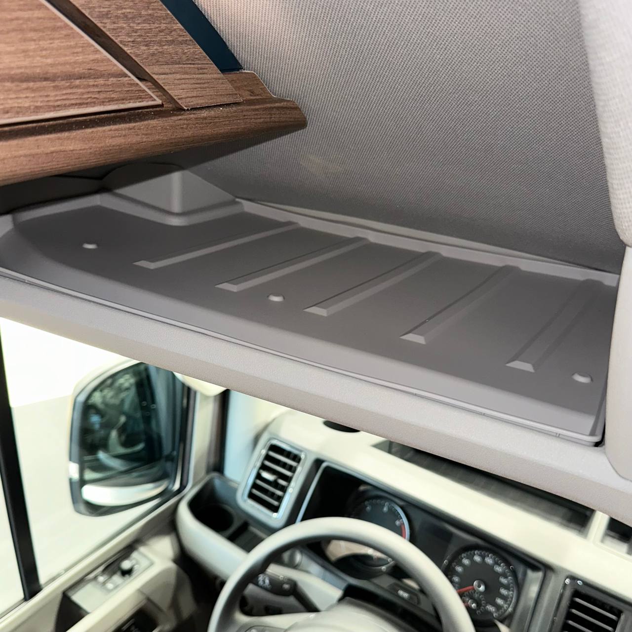 For MAN TGE Front Cab Shelf Light Grey Rubber Inserts – Storage Liner (2018-2025)