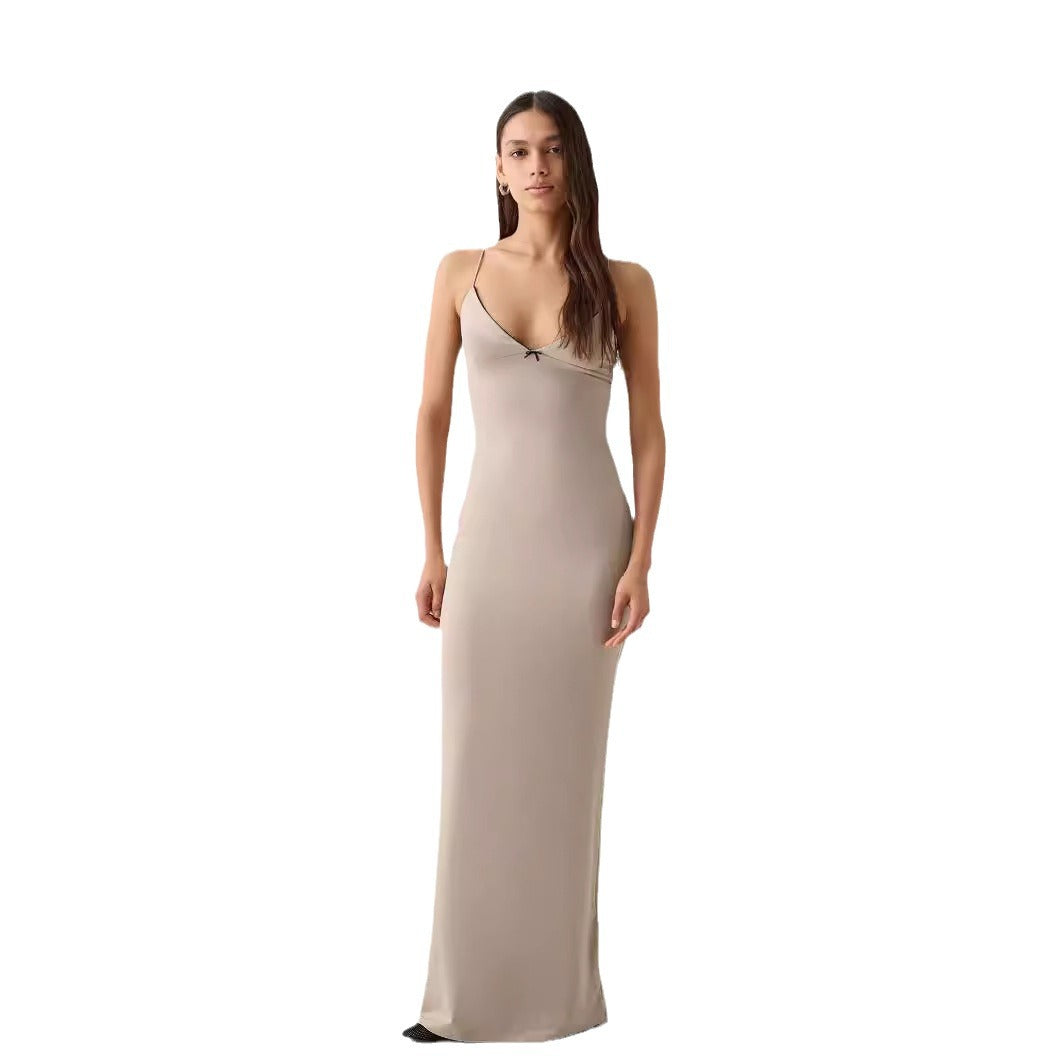 Sexy Trend V-neck Backless Slim Fit Sheath Suspender Skirt