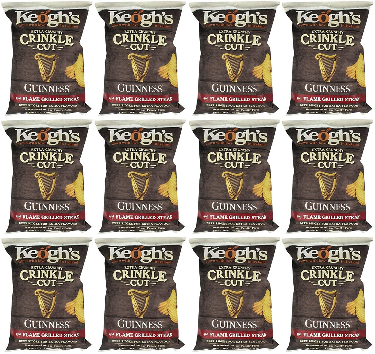 12 x Keogh's Crinkle Cut Guinness & Flame Grilled Steak 125G