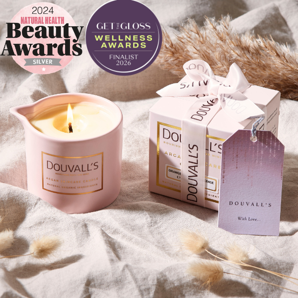 Organic Argan Skincare Candle, Orange & Frankincense 180g | Intensely Nourishing Body Treatment