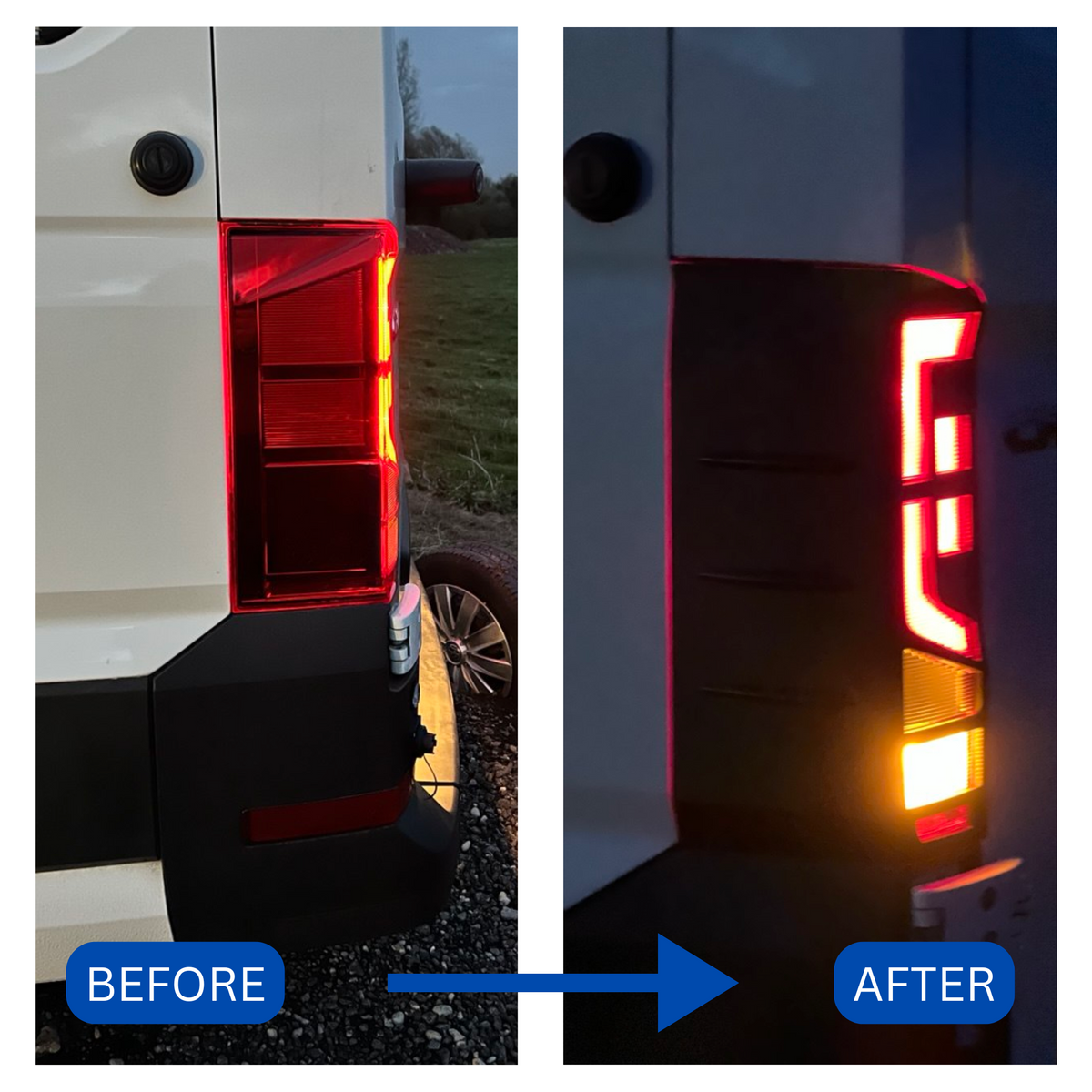 For MAN TGE Rear Light Guards Hammerite Ultimate Matte Black (2018-2025) | Tail Light Protectors | Van-X