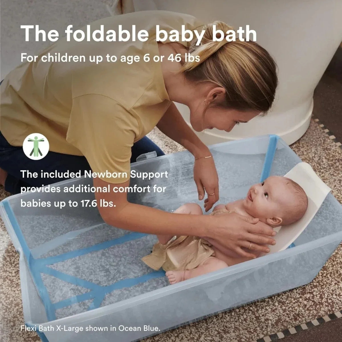 Stokke Flexi Bath X-Large Bath & Flexi Newborn Support Bundle - Sandy Beige