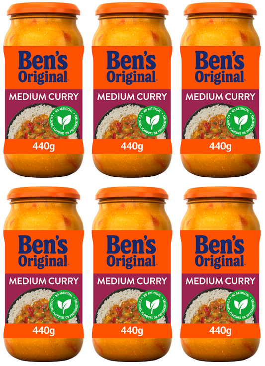 6 x Bens Original Medium Curry Sauce 440G