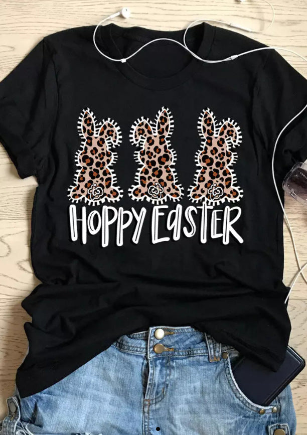 Easter Lady Bunny Pattern Printed Top T-shirt