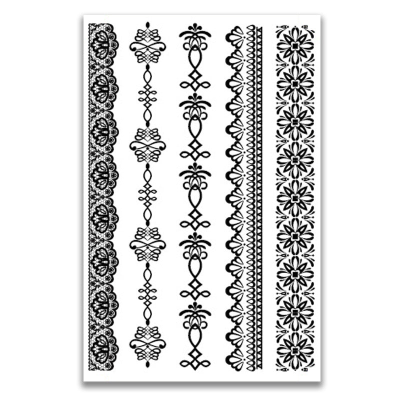 Black lace waterproof tattoo stickers