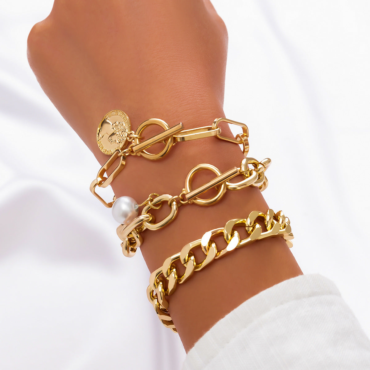 Retro Pearl Chain Beaded Bracelet